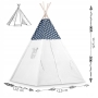 Palapinė Tipi Blue Clouds su LED lempute, vėliavėlėmis + 3 pagalvėlės